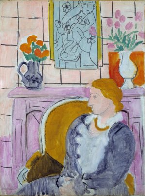 Matisse, Woman in Blue in Front of a Fireplace (1937)